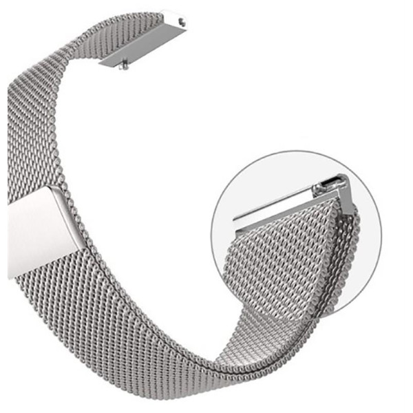 Ремінець BeCover Milanese Style для Samsung Galaxy (20mm)/Watch 5/ Watch 4 40/44mm/Watch 4 Classic 42mm/Watch Active/Active 2 40/44mm/Watch 3 41mm/Gear S2/Classic/Gear Sport Silver (707675)