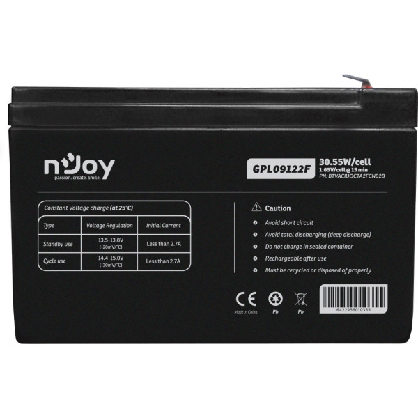 Аккумуляторная батарея Njoy GPL09122F 12V 9AH (BTVACIUOCTA2FCN02B) AGM