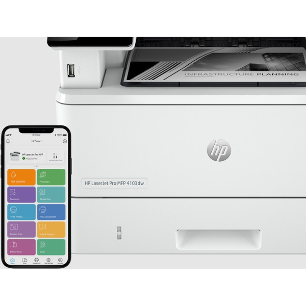 МФУ А4 HP LaserJet Pro 4103dw c Wi-Fi (2Z627A)
