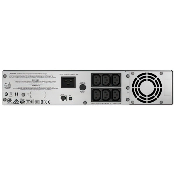 Джерело безперебійного живлення APC Smart-UPS C RM 2000VA LCD, Lin.int., 6 x IEC, RJ-45, USB, LCD, металл (SMC2000I-2U)