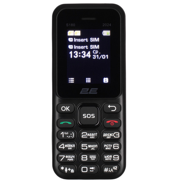 Мобiльний телефон 2E S180 2024 Black (694743653885)