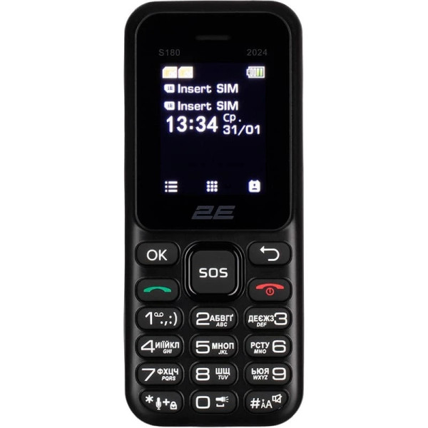 Мобiльний телефон 2E S180 2024 Black (694743653885)