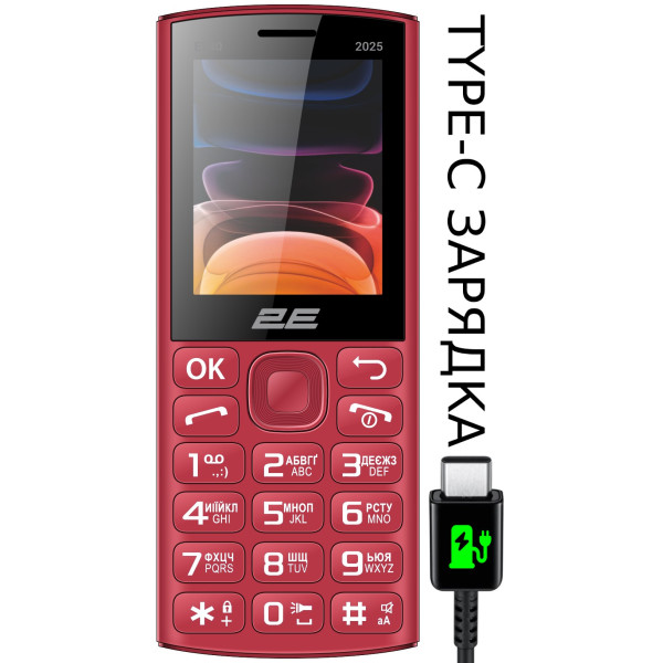 Мобiльний телефон 2E E240 2025 Dual Sim Red (794300867219)
