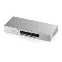 Коммутатор ZYXEL GS1200-5HP v2 (GS1200-5HPV2-EU0101F) (1xGE, 4хGE PoE, max 60W, металл, настольный, бесшумный, WebSmart)