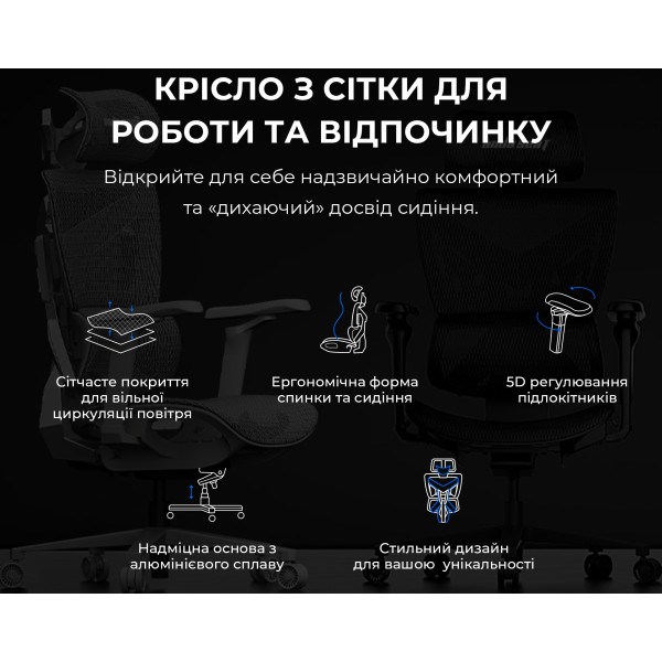 Крісло для геймерів Anda Seat X-Air Pro Size XL Mesh Gray Twilight (AD-WY-01-GGSP-G01)