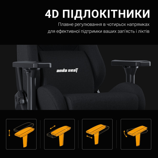 Крісло для геймерів Anda Seat Kaiser Frontier Size XL Black Fabric (AD12YXL-17-B-F-B02)