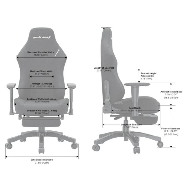 Крісло для геймерів Anda Seat Luna Pro Size L Gray Fabric (AD18T-44-G-F)