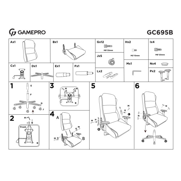 Кресло для геймеров GamePro GC695B Black