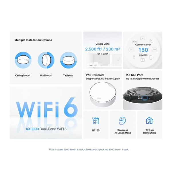 WiFi Mesh-система TP-Link Deco X50 PoE(1-pack)
