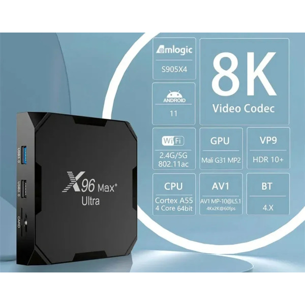 HD медиаплеер X96 MAX+ Ultra Android TV (905x4/4GB/64GB)