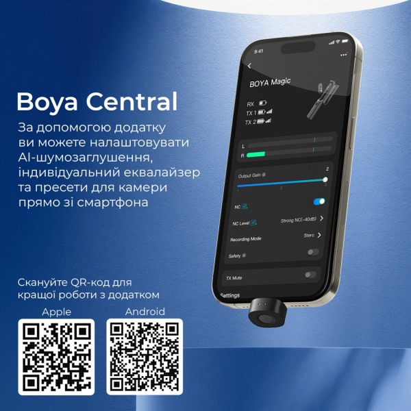 Микрофон BOYA Magic-02 Type-C/Lightning Black