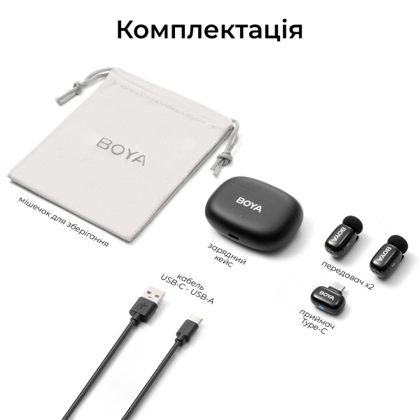 Мікрофон BOYA mini 2-02 Type-C Black