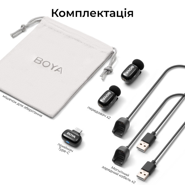 Мікрофон BOYA mini 2-04 Type-C Black