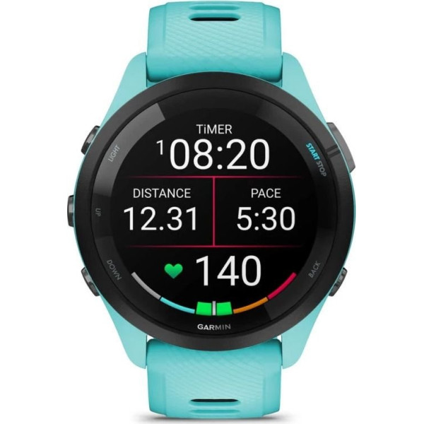 Смарт-годинник Garmin Forerunner 265 Black Bezel with Aqua Case and Aqua/Black Silicone Band (010-02810-12)