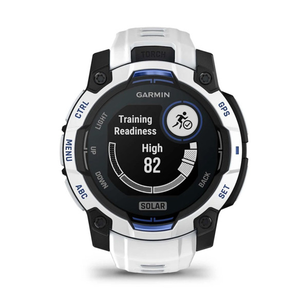 Смарт-годинник Garmin Instinct 3 45mm Solar Whitestone with Whitestone/Bolt Blue Silicone Band (010-02934-03)
