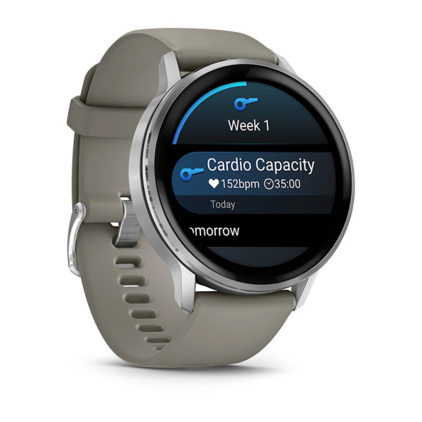Смарт-годинник Garmin Venu 4 45mm Silver Bezel with Silver Gray Silicone Band (010-03014-01)