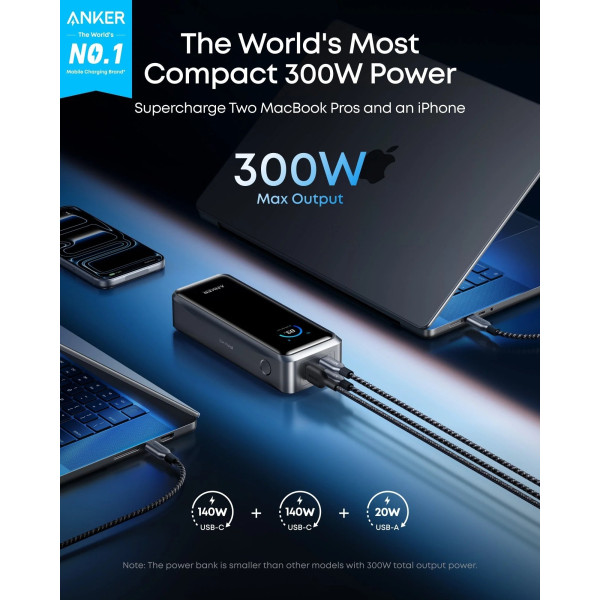 Універсальна мобільна батарея Anker Prime 26000mAh 300W Black (A110AH11)