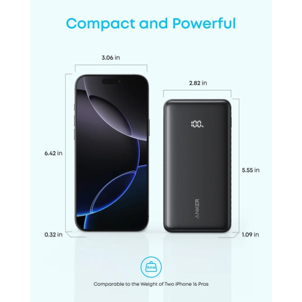 Універсальна мобільна батарея Anker Zolo 20000mAh 22.5W Black (A110EH11)