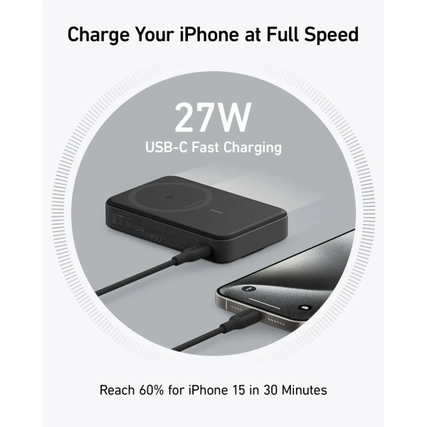 Універсальна мобільна батарея Anker MagGo 10000mAh 27W Black (A1654G11)