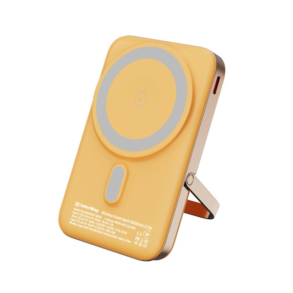 Універсальна мобільна батарея ColorWay 15W MagSafe & Watch Wireless 10000mAh Amber (CW-PB100LPA2Y-WPDD)