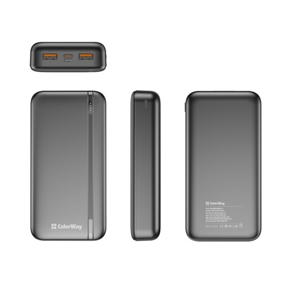 Універсальна мобільна батарея ColorWay Portable Charger 20000mAh Black (CW-PB200LPB4BK-PD)