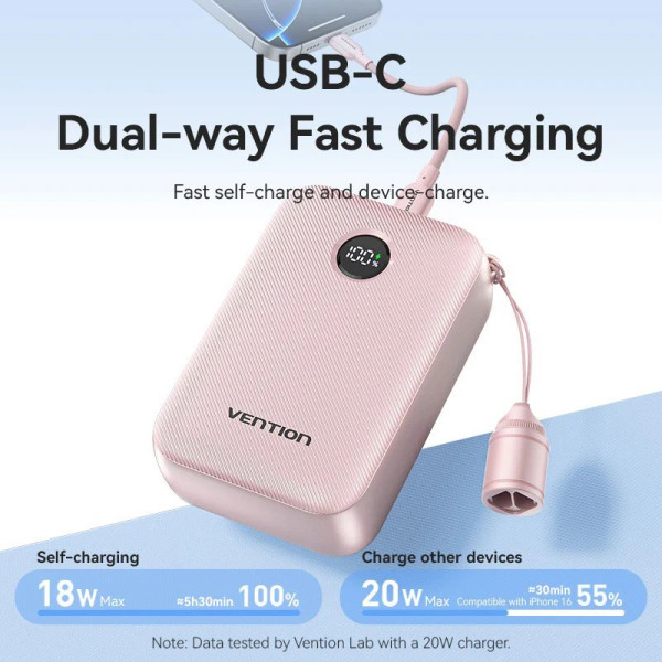 Універсальна мобільна батарея Vention 20000mAh 22.5W Black (FKBB0-C)