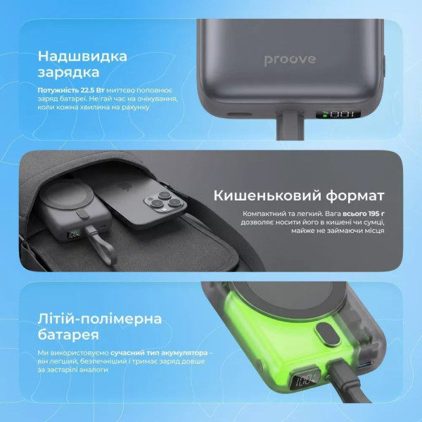 Универсальная мобильная батарея Proove Neutron 22.5W 10000mAh Silver/White (PBNE22022206)