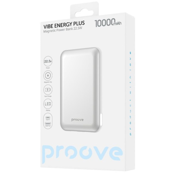 Універсальна мобільна батарея Proove Vibe Energy Plus 22.5W 10000mAh White/Gold (PBVE15012202)