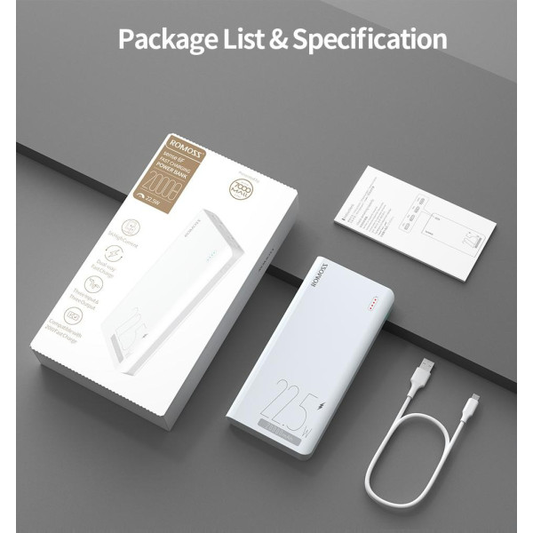 Універсальна мобільна батарея Romoss Sense6F 20000mAh 22.5W White (PPH80-611-1121H)