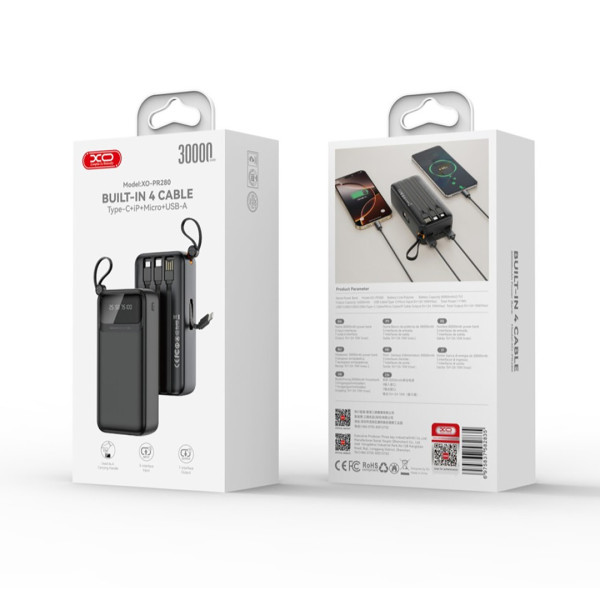 Универсальная мобильная батарея XO PR280 30000mAh 10W Black