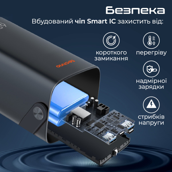 Універсальна мобільна батарея Techno 80000mAh PD 65W QC 3.0 Black (powerbank-80)