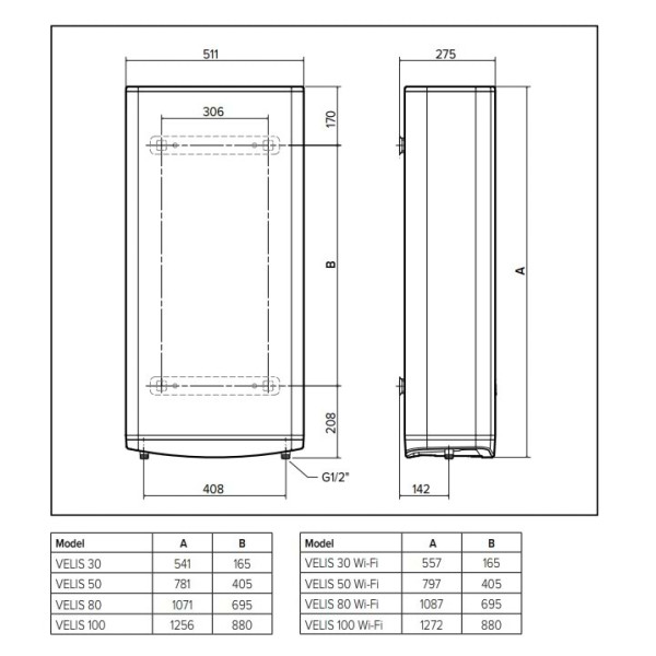Водонагреватель Ariston Velis Pro 50 EU (3626135)