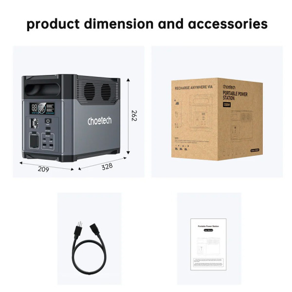 Зарядна станція Choetech BS061 1024Wh, 1200W (BS061-EU-GY)