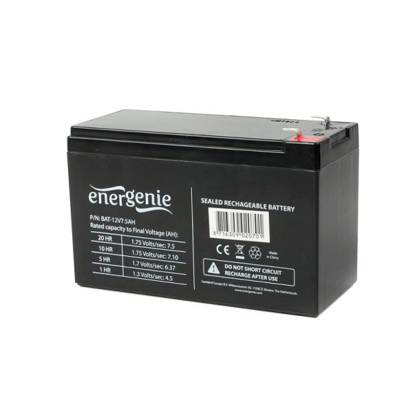 Акумуляторна батарея EnerGenie 12V 7.5AH (BAT-12V7.5AH) AGM
