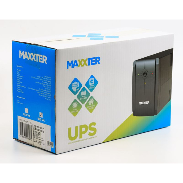 Джерело безперебійного живлення Maxxter MX-UPS-B850-02, 850 ВA