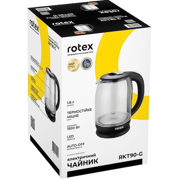 Електрочайник Rotex RKT90-G 1500&nbsp;Вт 1.8&nbsp;л  чорний