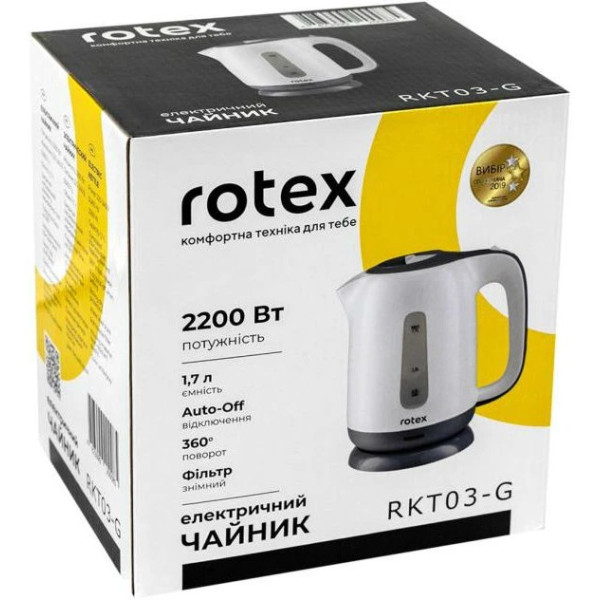 Електрочайник Rotex RKT03-G 2200&nbsp;Вт 1.7&nbsp;л  білий