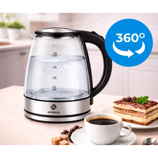 Електрочайник Interlux ILK-0022GM 1500&nbsp;Вт 1.8&nbsp;л  нержавіюча сталь